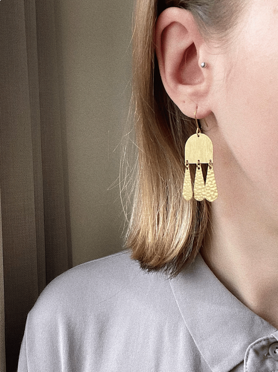 Boho brass earrings, long bohemian dangle earrings, brass jewellery