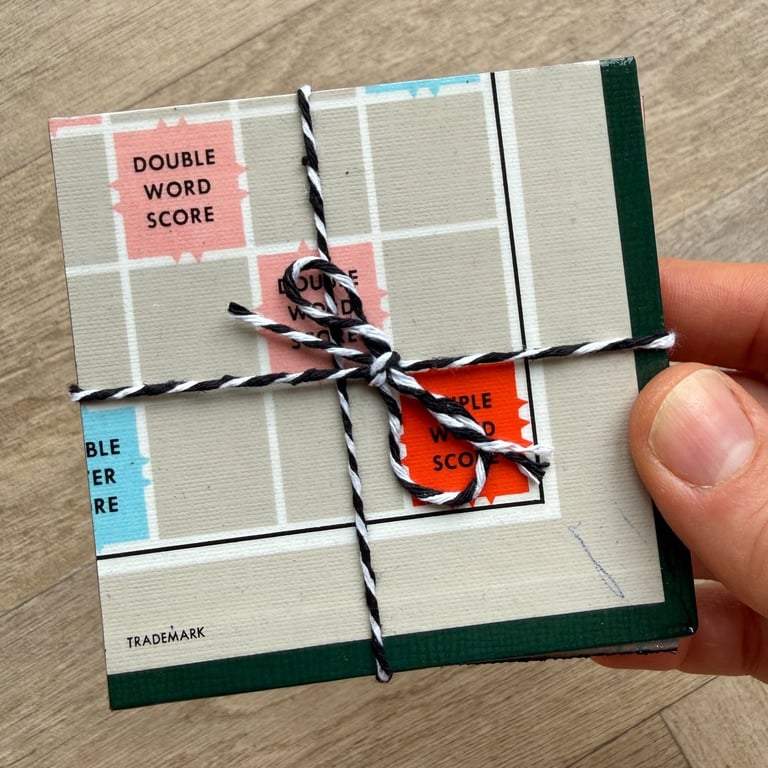 Vintage Scrabble Board Coasters (Bottom Right) - Upcycled from Real Board