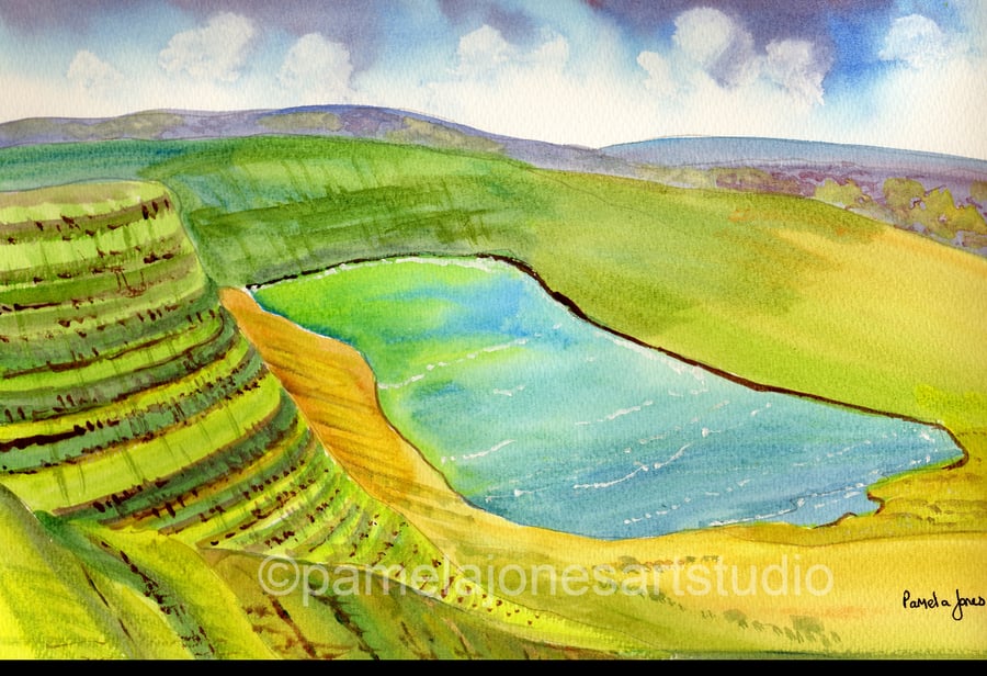 Llyn Y Fan Fach, Brecon Beacons, Original Watercolour, in 20 x 16 '' Mount