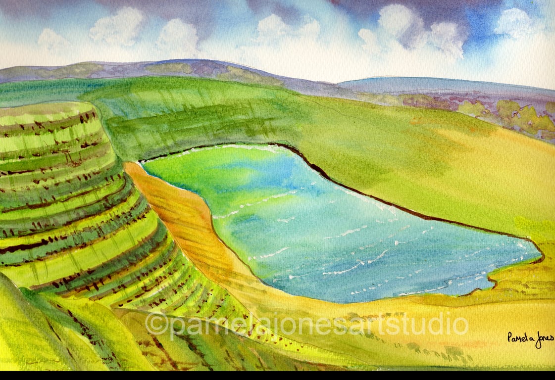 Llyn Y Fan Fach, Brecon Beacons, Original Watercolour, in 20 x 16 '' Mount