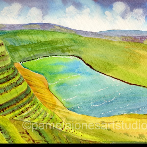 Llyn Y Fan Fach, Brecon Beacons, Original Watercolour, in 20 x 16 '' Mount
