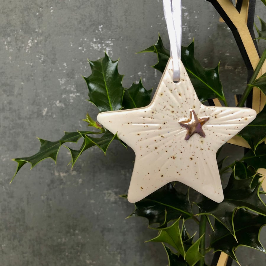 Large white ceramic star
