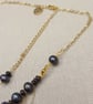  Cascading Sparkle Necklace With Black Pearls and Black Spinel - Image 5