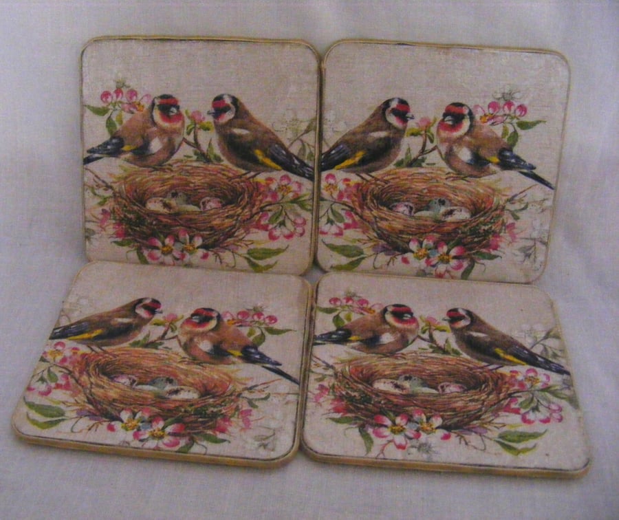 Set of 4 Goldfinch Coasters.