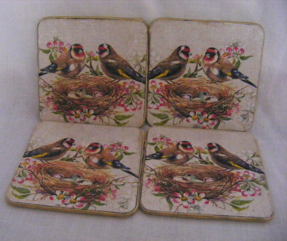 Set of 4 Goldfinch Coasters.