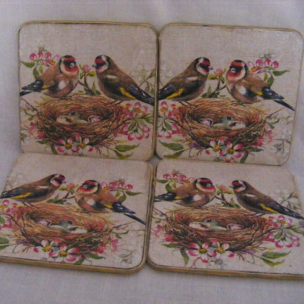 Set of 4 Goldfinch Coasters.