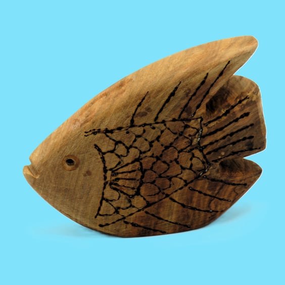 Hand Carved Cherry Wood Angel Fish: SKU-Fi02
