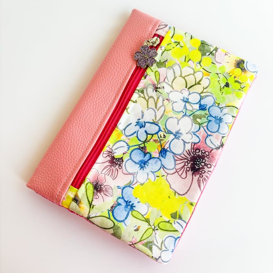 A5 Notebook with a built in pencil case - Floral