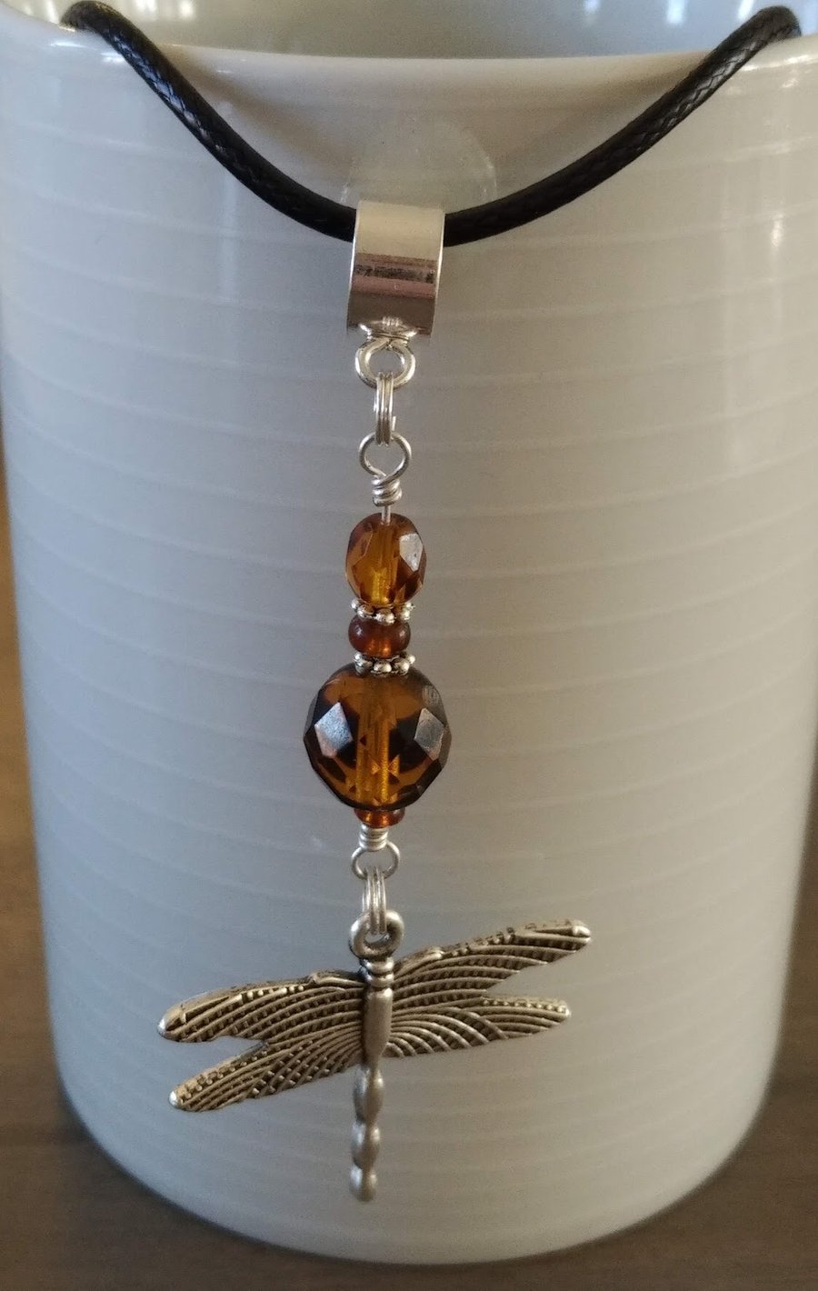 Dragonfly pendant On Leather Cord 