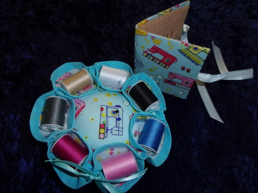 Cotton Reel Pin Cushion and Needle Case Set