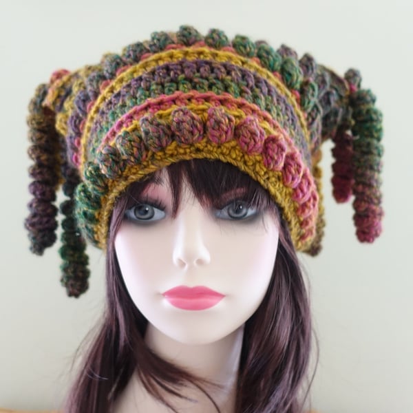 Festival Hat  Crochet Earth Colours in Gold, Orange, and Green