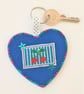 Cherries theme heart shaped Keyring with star sequin detail - Image 2