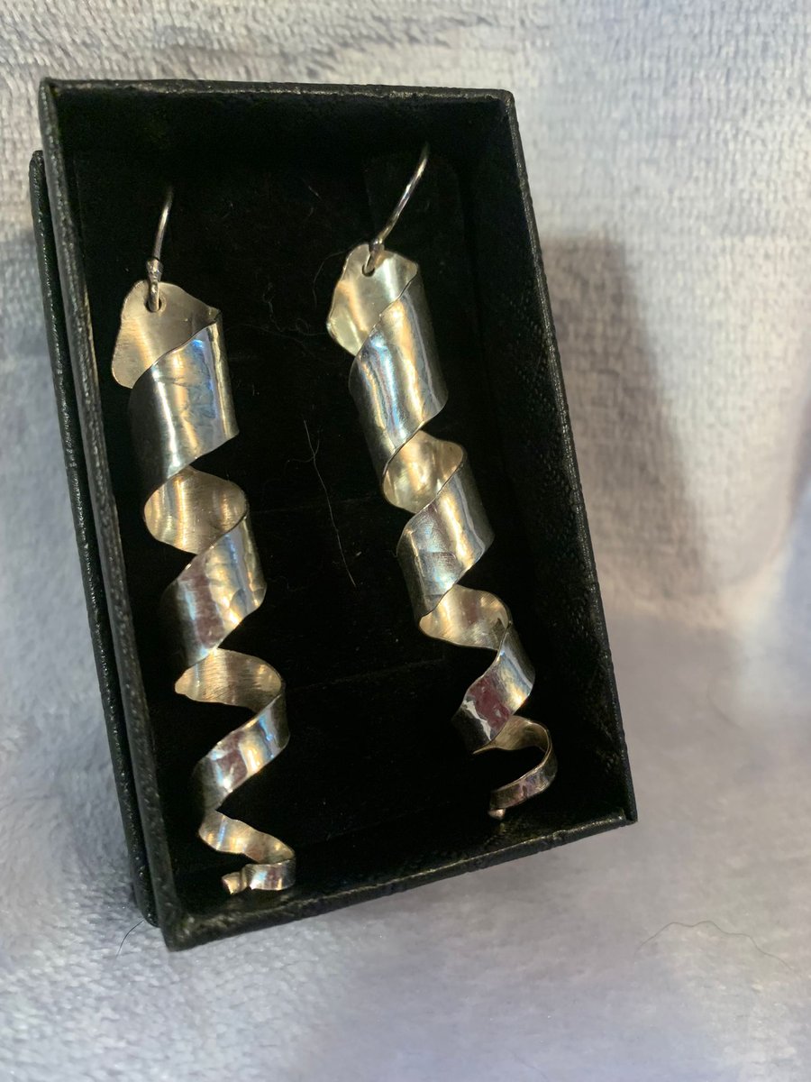 Sterling silver spiral dangly earrings