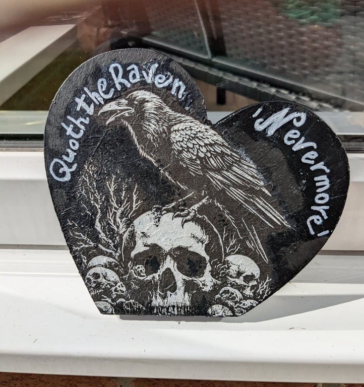 Quoth the Raven 'Nevermore' upcycled Gothic art ornament