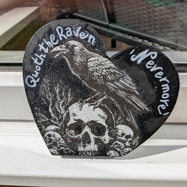 Quoth the Raven 'Nevermore' upcycled Gothic art ornament