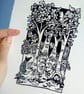 Woodland Glade - lino cut print - SUPER SECONDS - Image 2