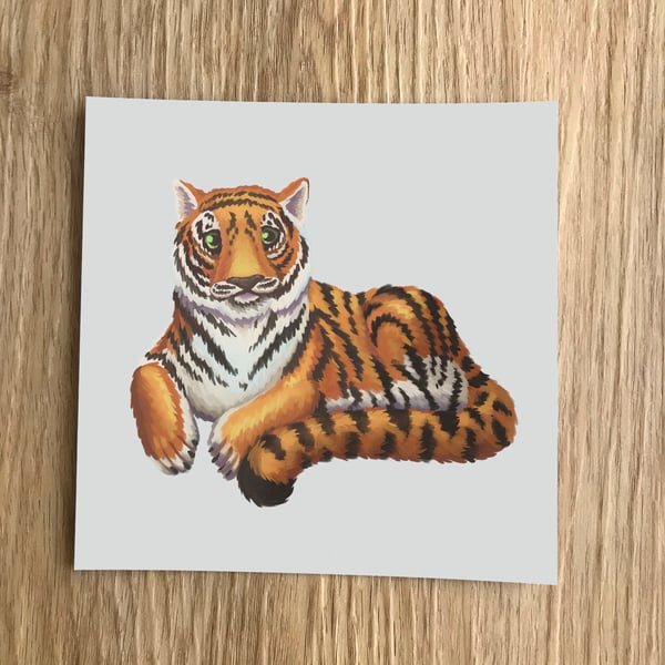 Tiger Square Post Card Print