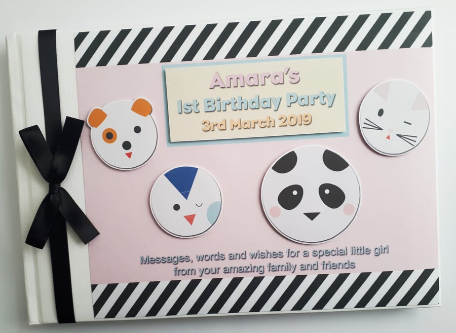 Personalised My little day animals Birthday,  Baby Shower Guest Book