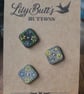 3 Vintage Wooden Flowery Buttons 25mm