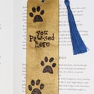 Bookmark, pyrography paw prints - you paw-sed here gift for a dog or cat lover 