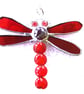 Dragonfly Suncatcher Stained Glass Red Bead-Tailed 047 - Image 5