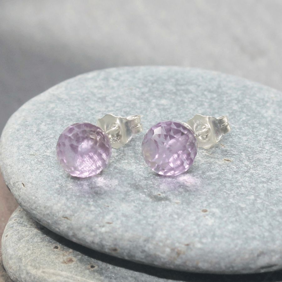 Amethyst & Sterling Silver Stud Earrings