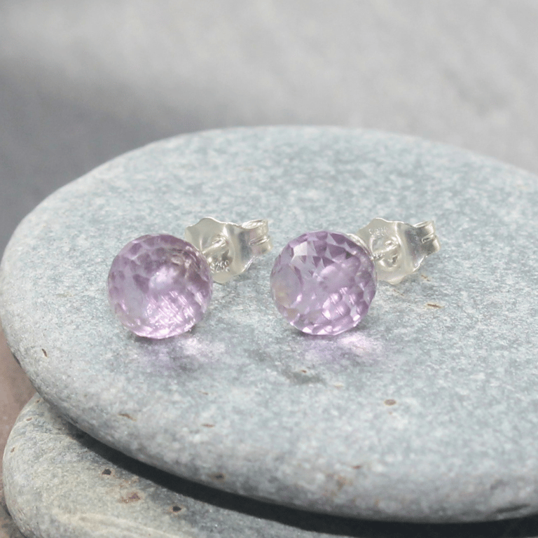 Amethyst & Sterling Silver Stud Earrings