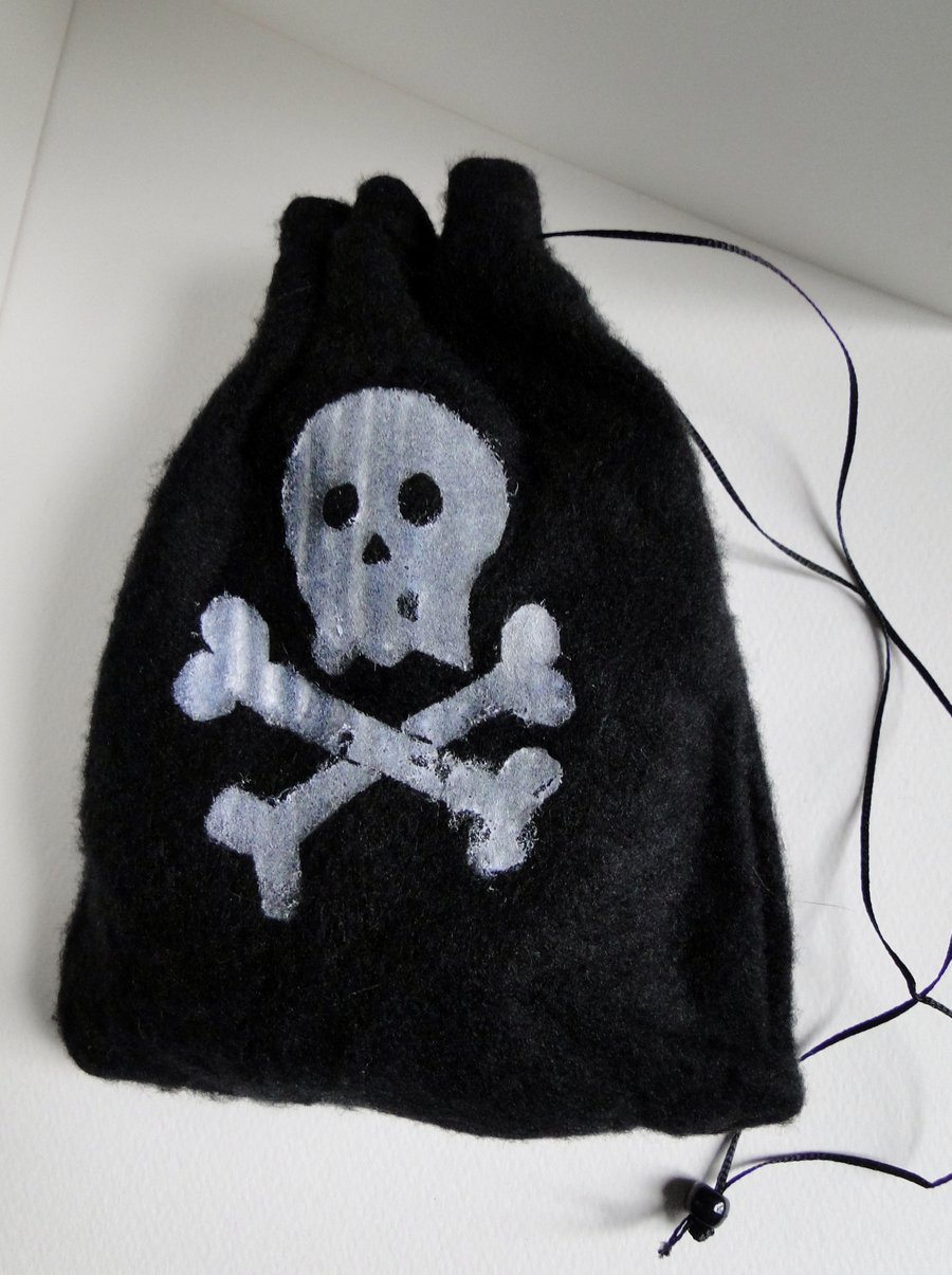 Sale Skull and Crossbones Pirate Black Drawstring Bag Purse 