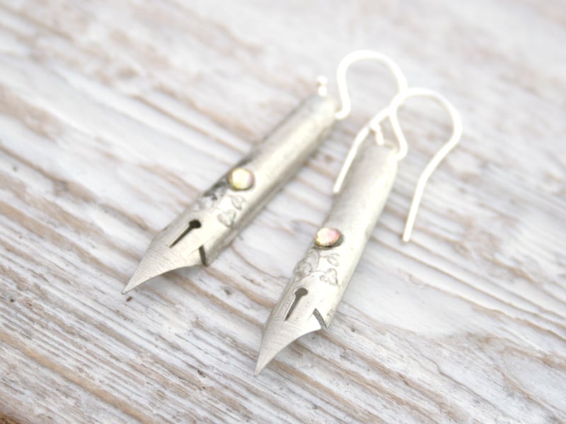 Pen Nib Earrings Quirky Earrings Unique Gift for Writer