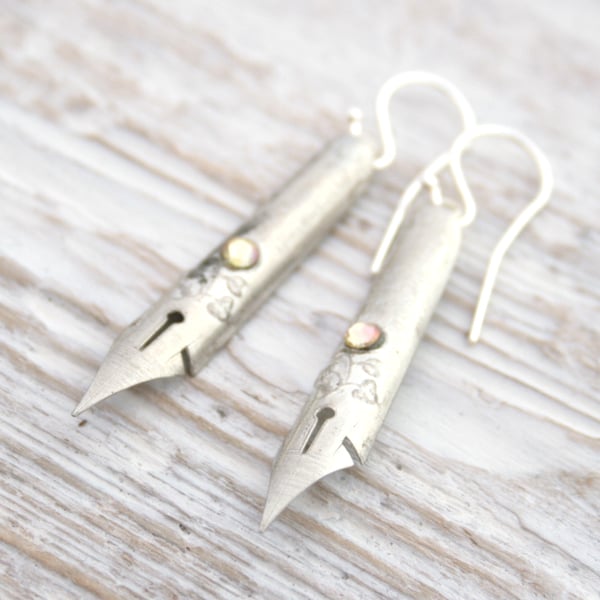 Pen Nib Earrings Quirky Earrings Unique Gift for Writer