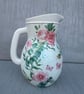 Pink Roses Jug Vase - Home Decor - Glass Vase - Birthday Gift - Anniversary Gift