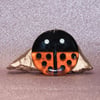 Ladybird Garden Hanger in Orange & Black Fused Glass - 9054