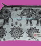 Pouch White with Black Elephant Print