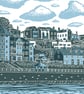 Filey A3 poster-print (dark grey and light blue) - Image 2