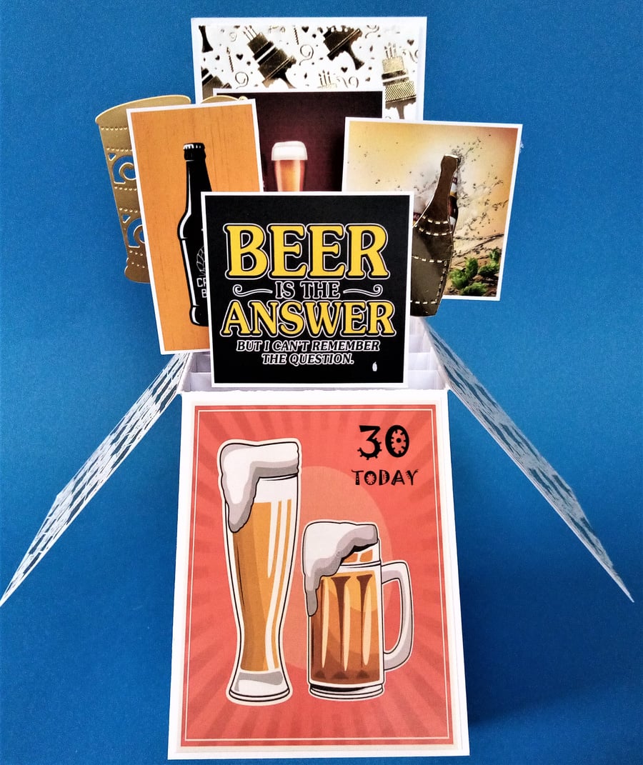 Men's 30th Birthday Card with Beer