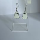 Silver ghost drop down earrings 