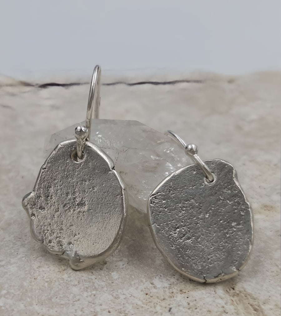 Molten Sterling Silver Drop Earrings – Organic Fluid Design