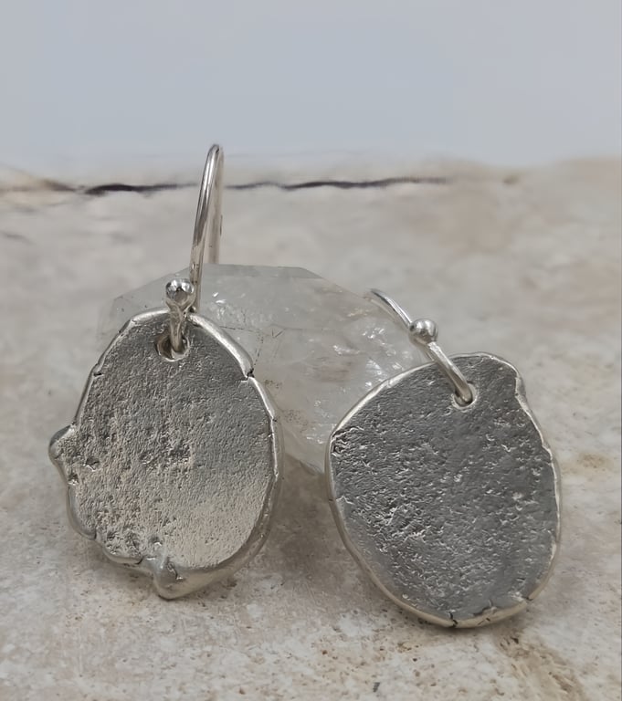 Molten Sterling Silver Drop Earrings – Organic Fluid Design