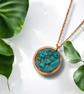Turquoise Blue Magnesite Copper Geode Pendant - Crown Chakra Healing - Image 5