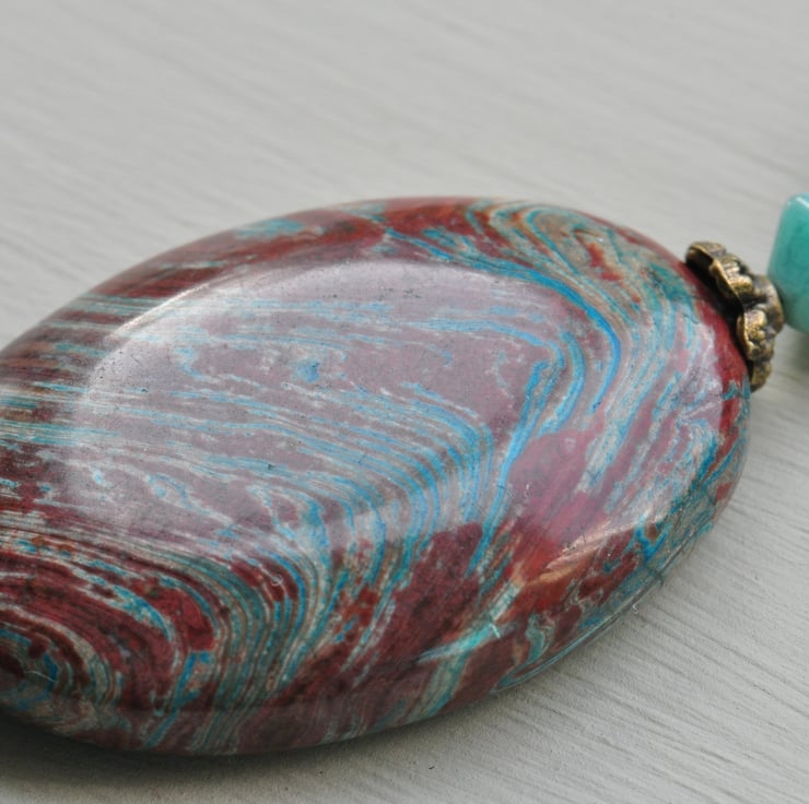 Riban Jasper & Czech Bead Necklace on Beada... - Folksy