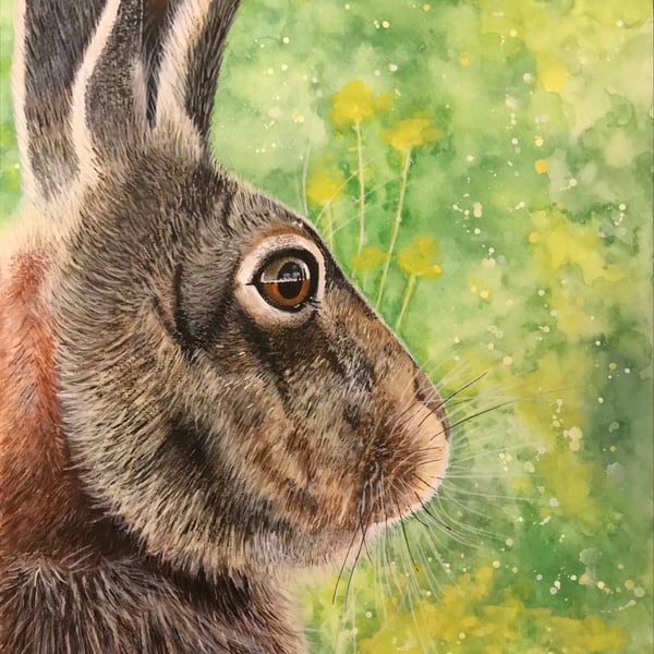 “Hope” hare print from original watercolour 