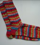 Hand-cranked Knitted Ribbed Wool Socks Size 8 to 9 - Image 2