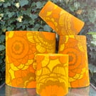 RETRO Yellow Orange Flower Power lampshade in  60s 70s Vintage Fabric