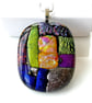 Dichroic Glass S012 Supersize Patchwork 3-layer Pendant with Silver Plated chain - Image 1