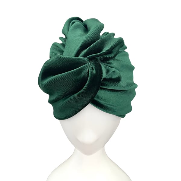 Luxury Velvet Twisted Turban Hat Green Velvet Vintage Style Hair Turban Alopecia