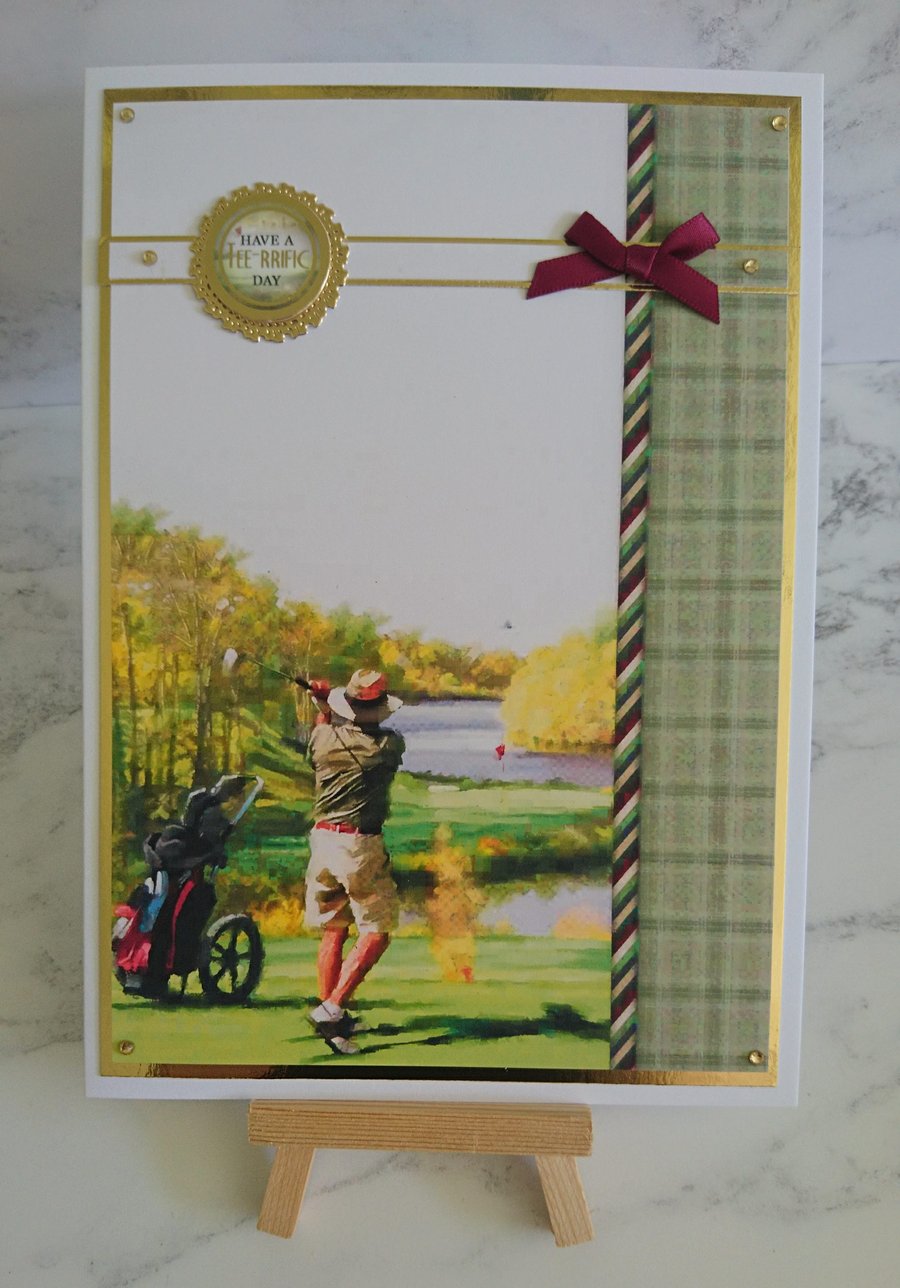 Golf Birthday Card Have a Tee-rrific Day Birthday 3D Luxury Handmade Card