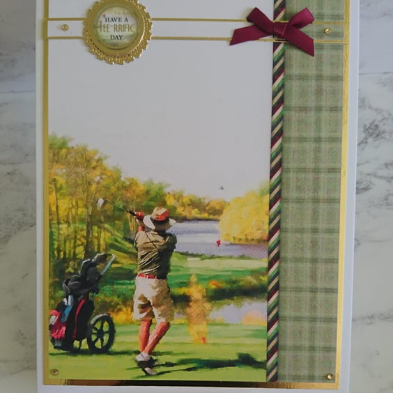 Golf Birthday Card Have a Tee-rrific Day Birthday 3D Luxury Handmade Card