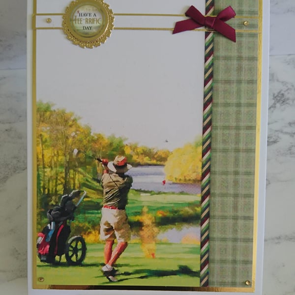 Golf Birthday Card Have a Tee-rrific Day Birthday 3D Luxury Handmade Card