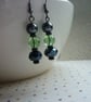 HEMATITE AND PALE GREEN EARRINGS.  748 - Image 2