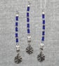 Christmas Decorations – Set of 3 – Blue and Silver-Plated Bead with Snowflake